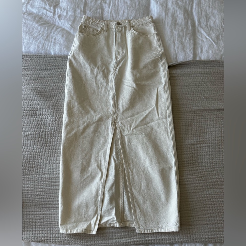 Mango Off-White Denim Skirt